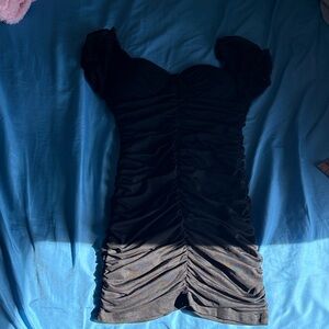 Timing Black Ruched Mini Dress